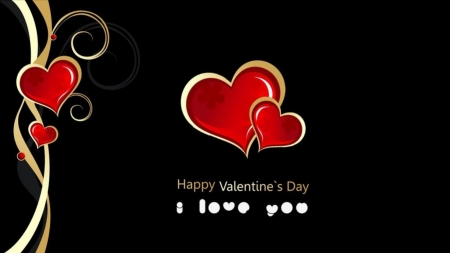 Happy Valentine Day - day, valentine, black, fantasy, white, hearts, abstract, red, happy