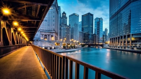 chicago - river, city, chicago, building