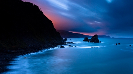 Cloudy Beach at Sunset