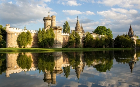 Castle - castle, trees, water, reflection