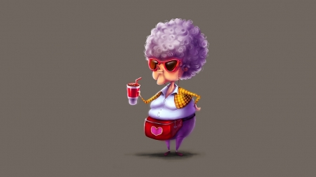 granny - drink, granny, bumbag, woman