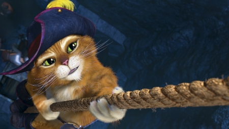 Puss in Boots (2011) - rope, hat, movie, cat, puss in boots, animation, pisica, poster