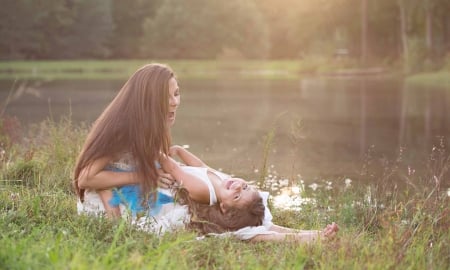 Little girl - dainty, pretty, summer, lying, pink, pure, leg, child, fair, princess, mother, face, nice, bonny, kid, childhood, mam, beauty, love, baby, Hair, Belle, river, comely, white, nature, sunset, green, cute, wallpaper, fun, play, people, blonde, grass, forest, mom, sit, DesktopNexus, sightly, beautiful, photography, girl, lovely, sweet, tree, smile, little, adorable, feet