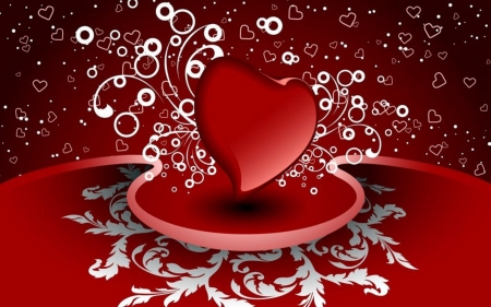 Red Heart - Valentine, Red, Heart, White