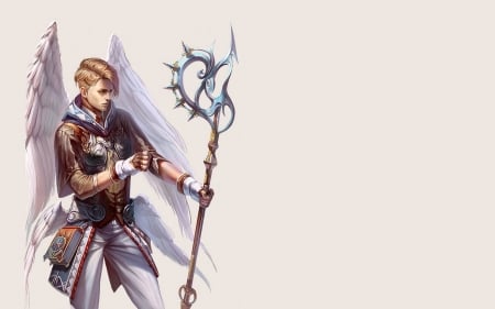 Raziel - yu cheng hong, fantasy, white, raziel, wings, angel, man, luminos