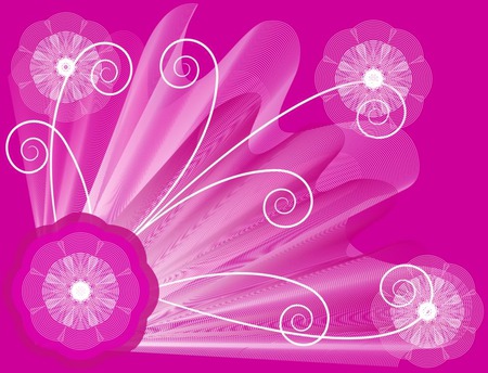 pink astract background - white, swirls, flower, pink