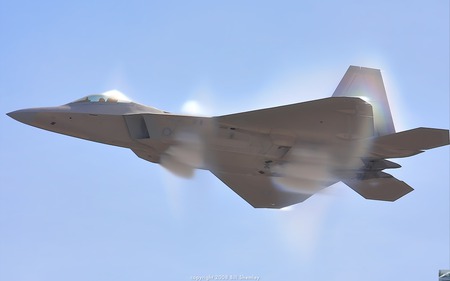 f 22 ghosting - jet, air, runway, gold, contrail, raptor, f-14, golden, sky