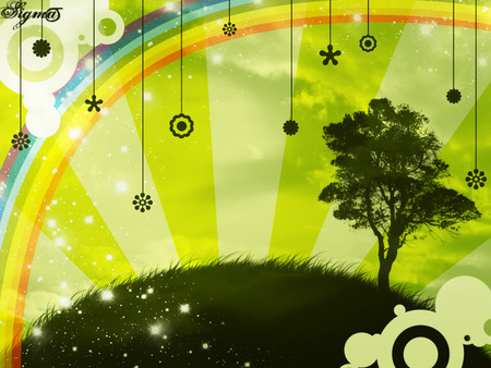 fantastic wallpaper - cool, fantastic, raindow, tree, nature