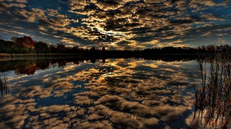 Reflecting Lake - clouds, nature, reflecting, lake, sky