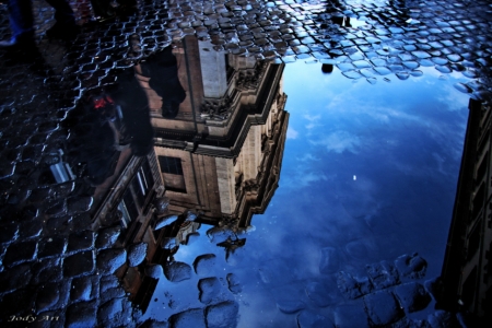 Street after the rain, Rome, Italy.