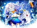 Girl and snow leopard