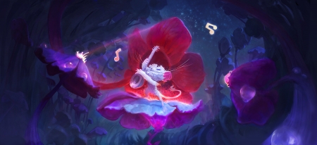 Shadow's light - music, fantasy, art, pink, luminos, blue, mouse, jacob mobley, flower