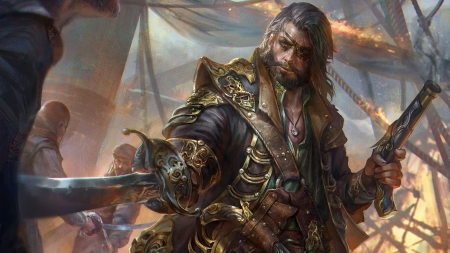 Pirate - man, luminos, francis olonnais pirate, fantasy, jeremy chong