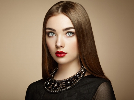 Beauty - woman, face, girl, jewel, oleg gekman, black, model