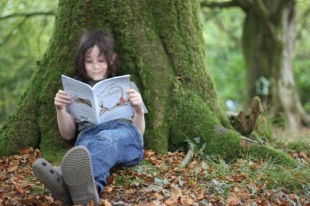 Little girl - dainty, pretty, book, lying, pink, pure, child, fair, princess, face, nice, bonny, kid, childhood, beauty, baby, Hair, Belle, comely, white, nature, cute, wallpaper, people, blonde, forest, leaves, read, DesktopNexus, sightly, beautiful, photography, girl, lovely, sweet, tree, smile, little, adorable