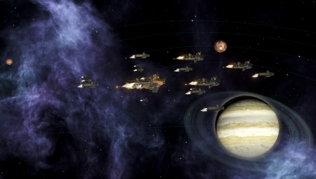 Fleet around gas giant - ships, gas giant, stellaris, fleet