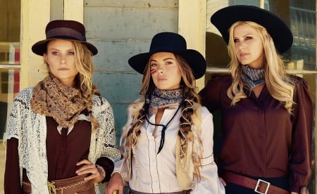 We Need A Few More Cowgirls . . - style, western, women, runaway june, hats, cowgirls, outdoors, brunettes, country music, female, blondes