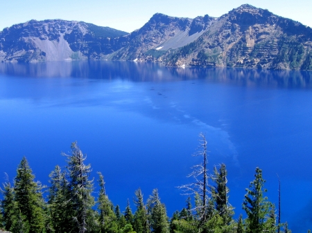 Blue Water of a Mountain Lake - nature, season, lake, cold, water, mountains, bluw