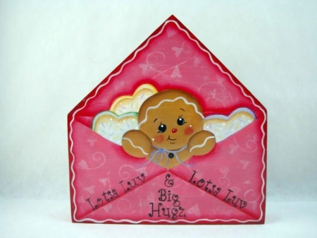 Gingerbread - Cute, Envelope, Pink, Gingerbread, Brown