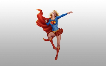 Supergirl - supergirl, comics, fantasy, blue, red, girl, luminos