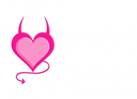 Happy Valentine's Day! - white, card, demon, pink, valentine, heart, horns