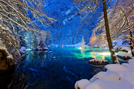 Kander valley - winter, evening, valley, switzerland, snow