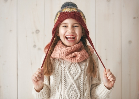 Happy girl - hat, smile, winter, girl, iarna, copil, child, happy