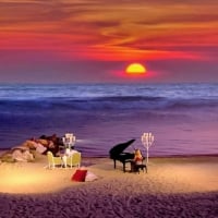 Piano symphony to the sunset