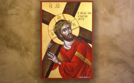 Jesus Caring the Cross - icon, Good Friday, Christ, Cross, Jesus