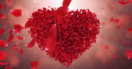 Happy Valentine's Day! - heart, red, valentine, card, petals