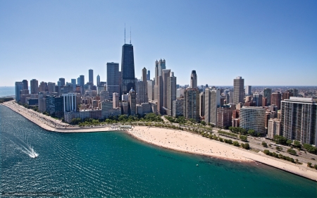 Chicago - America, Michigan, skyscrapers, lake, city, Chicago