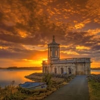 Abandoned Church at Sunset