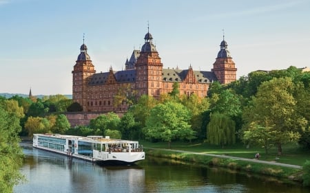 Castle by Main, Germany - river, Germany, castle, ship