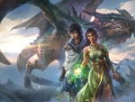 Fantasy couple and a dragon