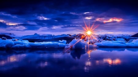 Earth's Majestic Beauty - winter, sunset, nature, landscape, snow, lake, sky