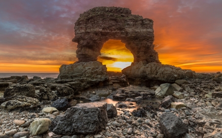 Rocky Arch - nature, arch, sunset, rocks