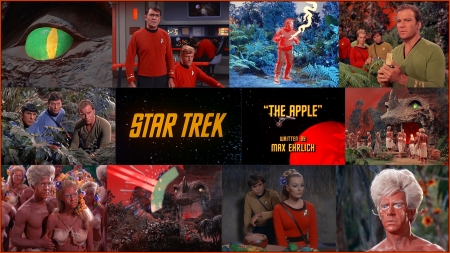 The Apple - The Apple, Akuta, Scotty, Landon, Vaal, phaser beams, Spock, Chekov, Star Trek, Kirk