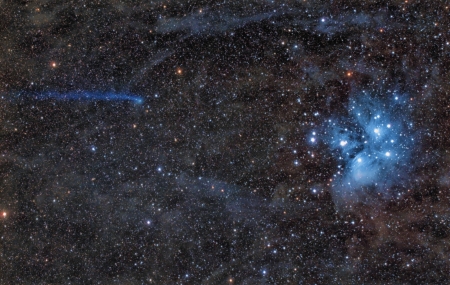 Blue Comet Meets Blue Star - space, fun, galaxies, comet, stars, cool