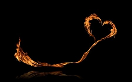 Happy Valentine's Day! - heart, orange, card, valentine, black, fire