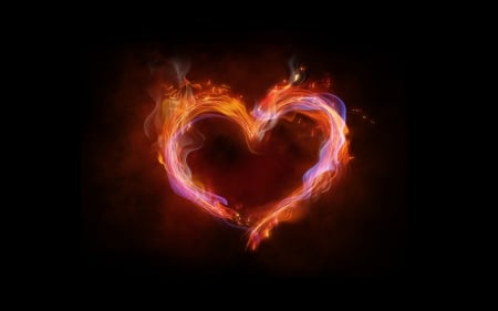 Happy Valentine's Day! - pink, heart, orange, card, valentine, fire, black