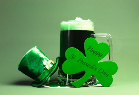 St. Patrick's Day - hat, beer, Patricks Day, green, mug, Happy St Patricks Day, St Patricks Day, clover