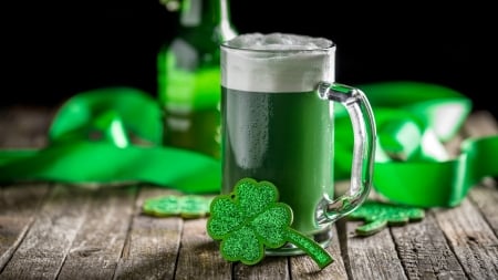 Happy Saint Patty's Day - saint pattys day, green beer, holiday, shamrock, mug