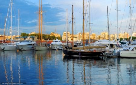 Sailboats in Marina - marina, haven, yachts, sailboats