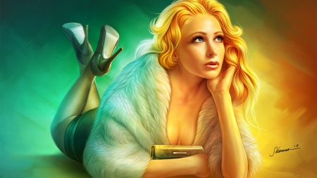 Lady - woman, art, girl, pretty, female, beautiful, digital, fantasy