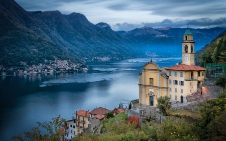 Pognana Lario, Lake Como, Italy - clouds, alps, landscape, mountains, sky