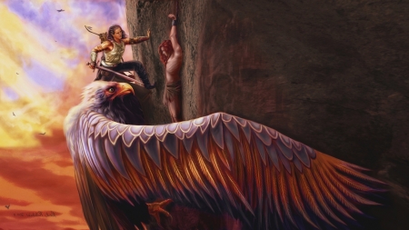 :) - fantasy, pasare, bird, art, eagle, wing, luminos, man, feather