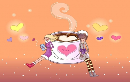 Love Is - love, hearts, coffee, people, is