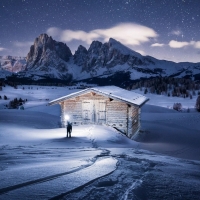 Alpe di Siusi (Seiser Alm) at night