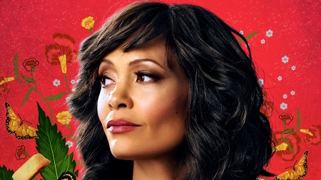 Gringo (2018) - poster, girl, gringo, actress, red, woman, Thandie Newton, movie, face, brunette