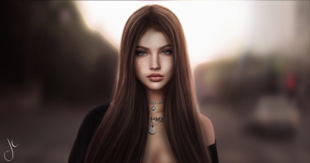 Girl - girl, fantasy, face, rendering